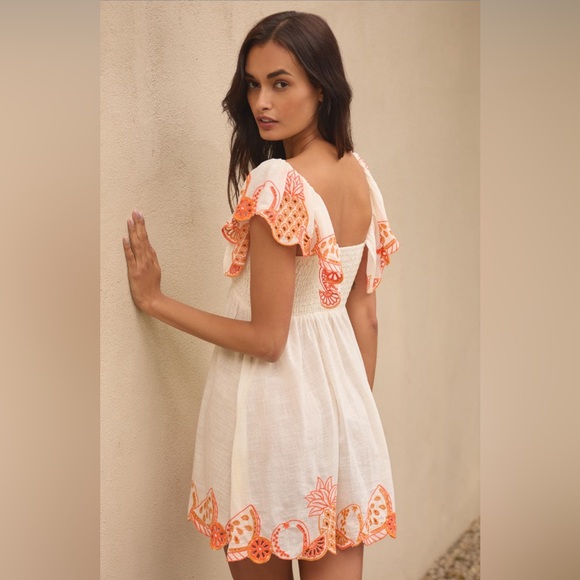 ✨ Anthropologie Flutter-Sleeve Square-Neck Mini Dress Sz M - Picture 2 of 9